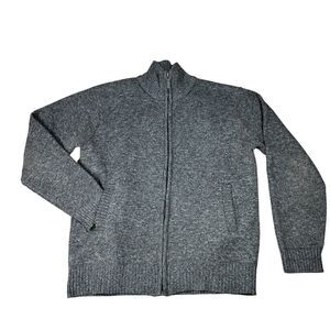 S'West Knit Cardigan Mens US Size L Fleece Lined Gray Wool Blend Pockets